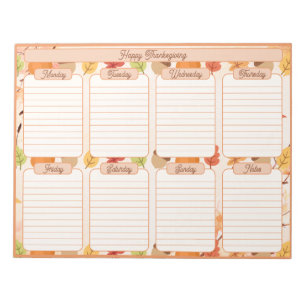 Thanksgiving Scheur Weg Weekplanner Notitieblok