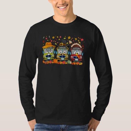 Thanksgiving School Bus Driver Autumn Turkey Back T-shirt (Voorkant)