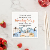 Thanksgiving Schrift Blauw Pompoen Patch Familie Servet (Insitu)