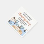 Thanksgiving Schrift Blauw Pompoen Patch Familie Servet (Hoek)