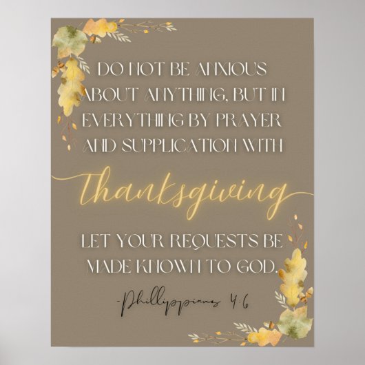 Thanksgiving Schrift Wall Art-Phillippians 4:6 Poster (Voorkant)