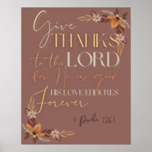 Thanksgiving Schrift Wand Art-1 Psalm 136:1 Poster
