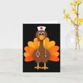 Thanksgiving Schrob Topjes Vrouw Turkije verpleegd Kaart (Gele Bloem)