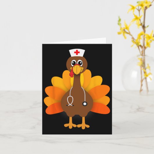 Thanksgiving Schrob Topjes Vrouw Turkije verpleegd Kaart (Gele Bloem)