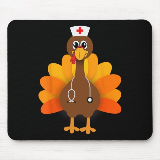 Thanksgiving Schrob Topjes Vrouw Turkije verpleegd Muismat (Voorkant)