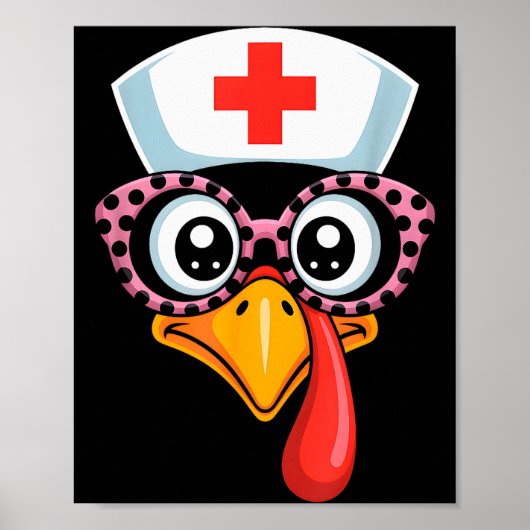 Thanksgiving-scrub Funny kalkoengezicht verpleegst Poster (Voorkant)