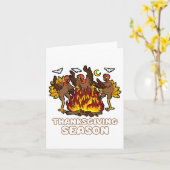 Thanksgiving Seizoen Funny Turkey Danser Herfst Au Kaart (Gele Bloem)