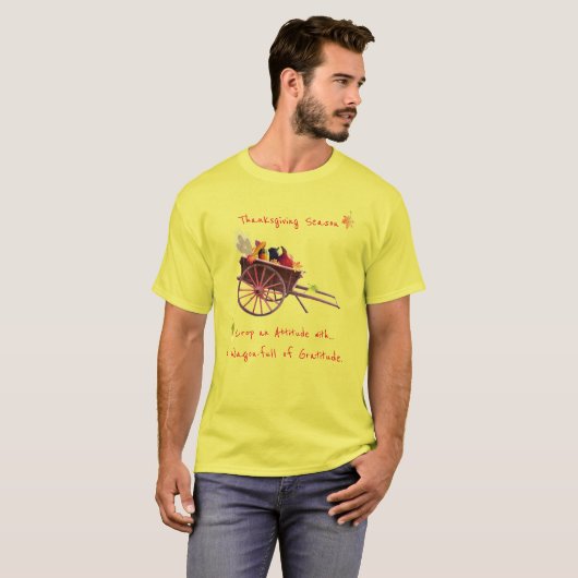 Thanksgiving Seizoensdankbaarheid op geel T-shirt (Voorkant volledig)