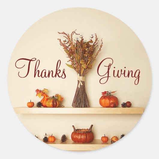  Thanksgiving Seizoensdecoraties Ronde Sticker (Voorkant)
