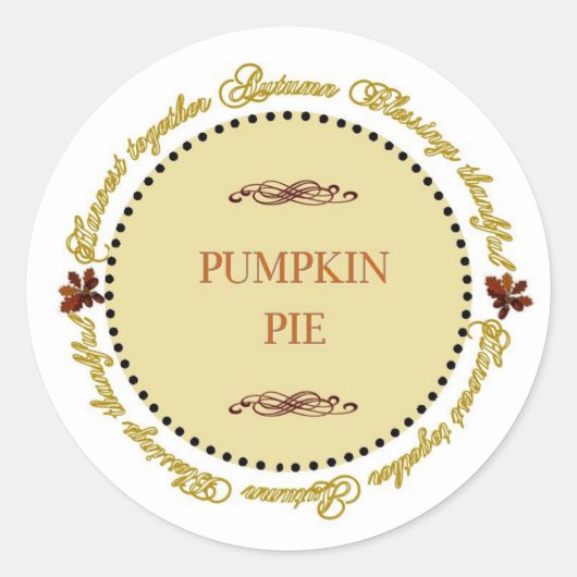 Thanksgiving Sentimenten Pompoen Pie Labels (Voorkant)