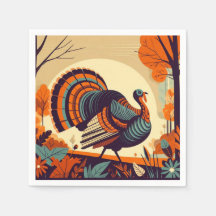 Thanksgiving servet met mid-Century Modern Turkije