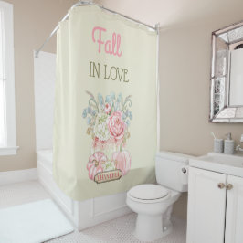 Thanksgiving Shabby Pompoenen Roze Ivoor Salie Douchegordijn