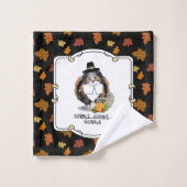 Thanksgiving Shetland Sheepdog (blue merle) Funny Bad Handdoek (Wasdoekje)