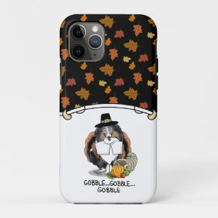 Thanksgiving Shetland Sheepdog (blue merle) Funny Case-Mate iPhone Case