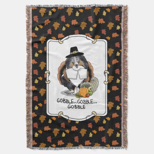 Thanksgiving Shetland Sheepdog (blue merle) Funny Deken (Voorkant Verticaal)