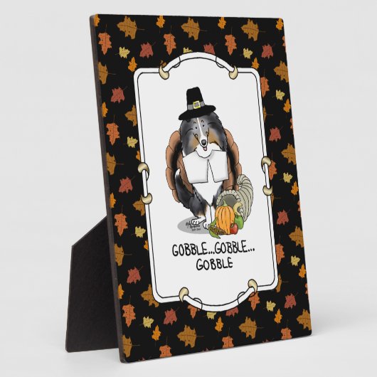 Thanksgiving Shetland Sheepdog (blue merle) Funny Fotoplaat (Zijkant)