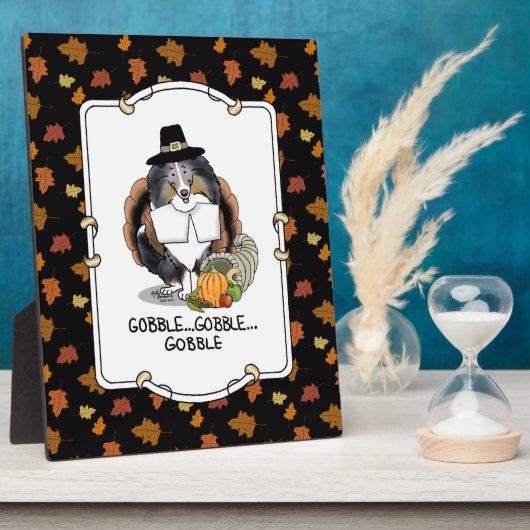 Thanksgiving Shetland Sheepdog (blue merle) Funny Fotoplaat (Zijkant)