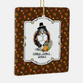 Thanksgiving Shetland Sheepdog (blue merle) Funny Keramisch Ornament (Rechts)