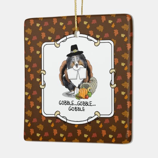 Thanksgiving Shetland Sheepdog (blue merle) Funny Keramisch Ornament (Links)