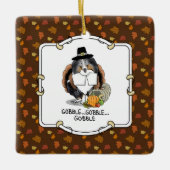 Thanksgiving Shetland Sheepdog (blue merle) Funny Keramisch Ornament (Voorkant)