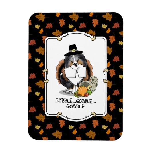 Thanksgiving Shetland Sheepdog (blue merle) Funny Magneet (Verticaal)