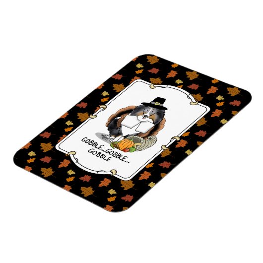 Thanksgiving Shetland Sheepdog (blue merle) Funny Magneet (Linkerzijde)