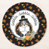 Thanksgiving Shetland Sheepdog (blue merle) Funny Ronde Kartonnen Onderzetter (Voorkant)