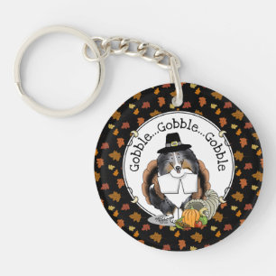 Thanksgiving Shetland Sheepdog (blue merle) Funny Sleutelhanger