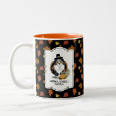 Thanksgiving Shetland Sheepdog (blue merle) Funny Tweekleurige Koffiemok (Links)