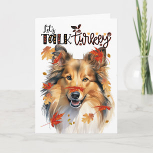 Thanksgiving Shetland Sheepdog Dog Talk Turkije Feestdagen Kaart