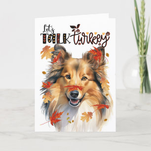 Thanksgiving Shetland Sheepdog Dog Talk Turkije Feestdagen Kaart