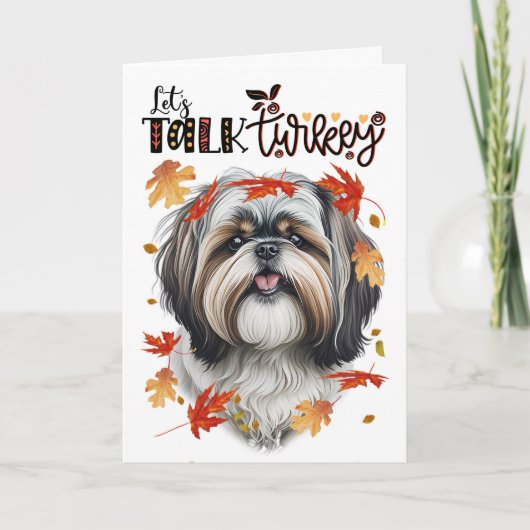 Thanksgiving Shih Tzu Dog Laten we het over Turkij Feestdagen Kaart (Voorkant)