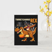 Thanksgiving Shirt voor Kids Turkeysaurus Rex Dino Kaart (Gele Bloem)