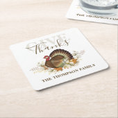 Thanksgiving Simple Turkey Elegant Geef Bedankt Kartonnen Onderzetters (Schuin)