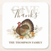 Thanksgiving Simple Turkey Elegant Geef Bedankt Kartonnen Onderzetters (Voorkant)