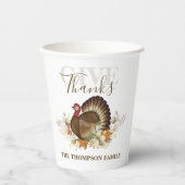 Thanksgiving Simple Turkey Elegant Geef Bedankt Papieren Bekers (Voorkant)