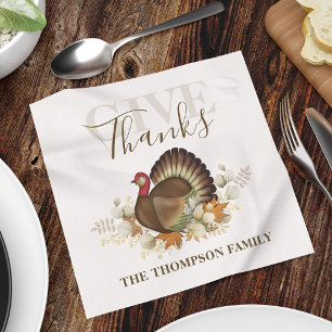 Thanksgiving Simple Turkey Elegant Geef Bedankt Servet