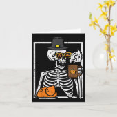 Thanksgiving Skeleton Coffee Funny Herfst Mannen V Kaart (Gele Bloem)