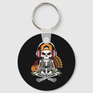 Thanksgiving Skeleton Gamer Video Gaming Boys Mann Sleutelhanger