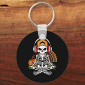 Thanksgiving Skeleton Gamer Video Gaming Boys Men  Sleutelhanger (Voorkant)