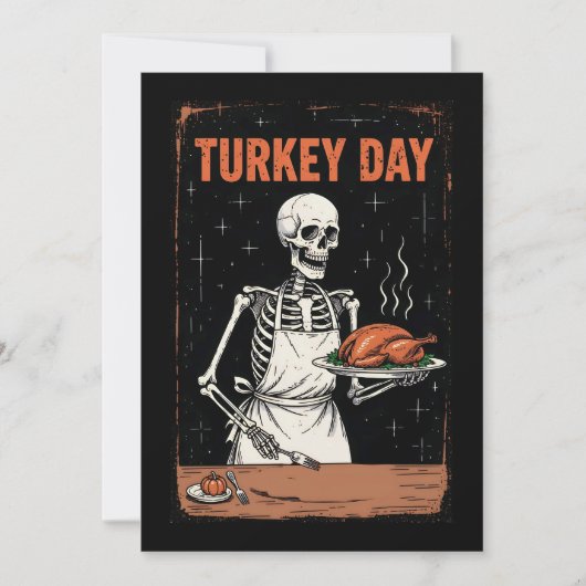 Thanksgiving Skeleton Turkey Day Feestdagenkaart (Voorkant)