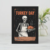 Thanksgiving Skeleton Turkey Day Feestdagenkaart (Staand voorkant)