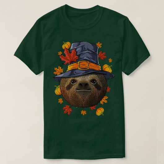 Thanksgiving Sloth Pilgrim Costume Herfst najaar T-shirt (Design voorkant)