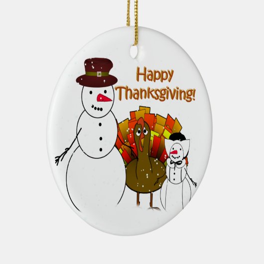 Thanksgiving Sneeuwmannen Keramisch Ornament (Rechts)