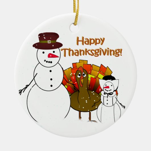 Thanksgiving Sneeuwmannen Keramisch Ornament (Voorkant)