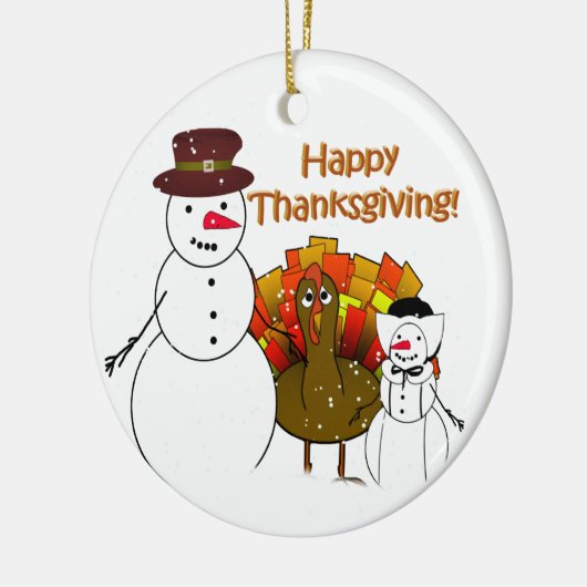 Thanksgiving Sneeuwmannen Keramisch Ornament (Links)