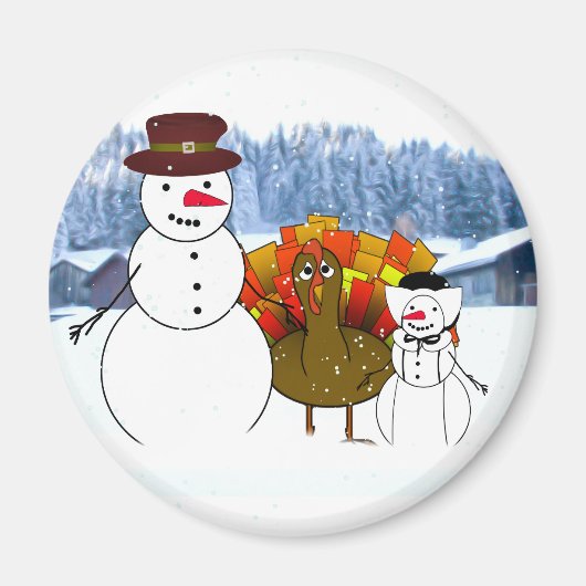 Thanksgiving Sneeuwmannen Magneet (Voorkant)
