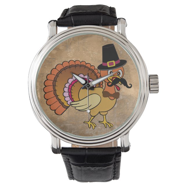Thanksgiving snor Turkije Horloge (Voorkant)