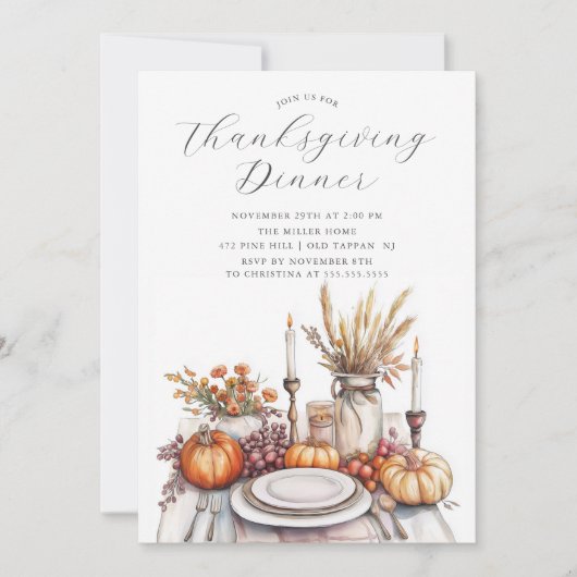 Thanksgiving Soirée Uitnodiging (Voorkant)