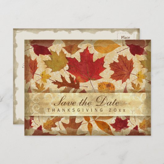 Thanksgiving Sparen de Datum in het najaar verlate Uitnodiging Briefkaart (Voorkant / Achterkant)